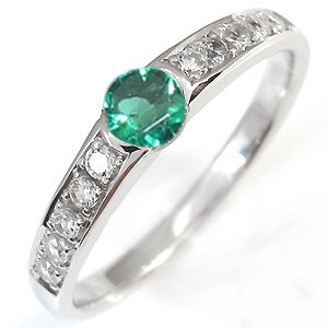 エメラルド・リング・ハーフエタニティ・リング・一粒・18金・指輪