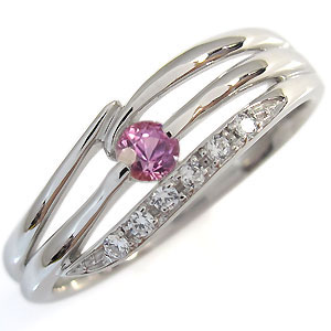 プラチナ・リング・ピンクサファイア・指輪・一粒・リング