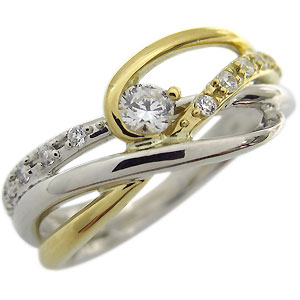 プラチナ・18金・コンビ・エンゲージリング・一粒・ダイヤモンド・婚約指輪 プラチナ・18金・コンビ・エンゲージリング・一粒・ダイヤモンド・婚約指輪