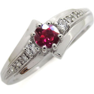 ルビー指輪一粒リング7月誕生石18金