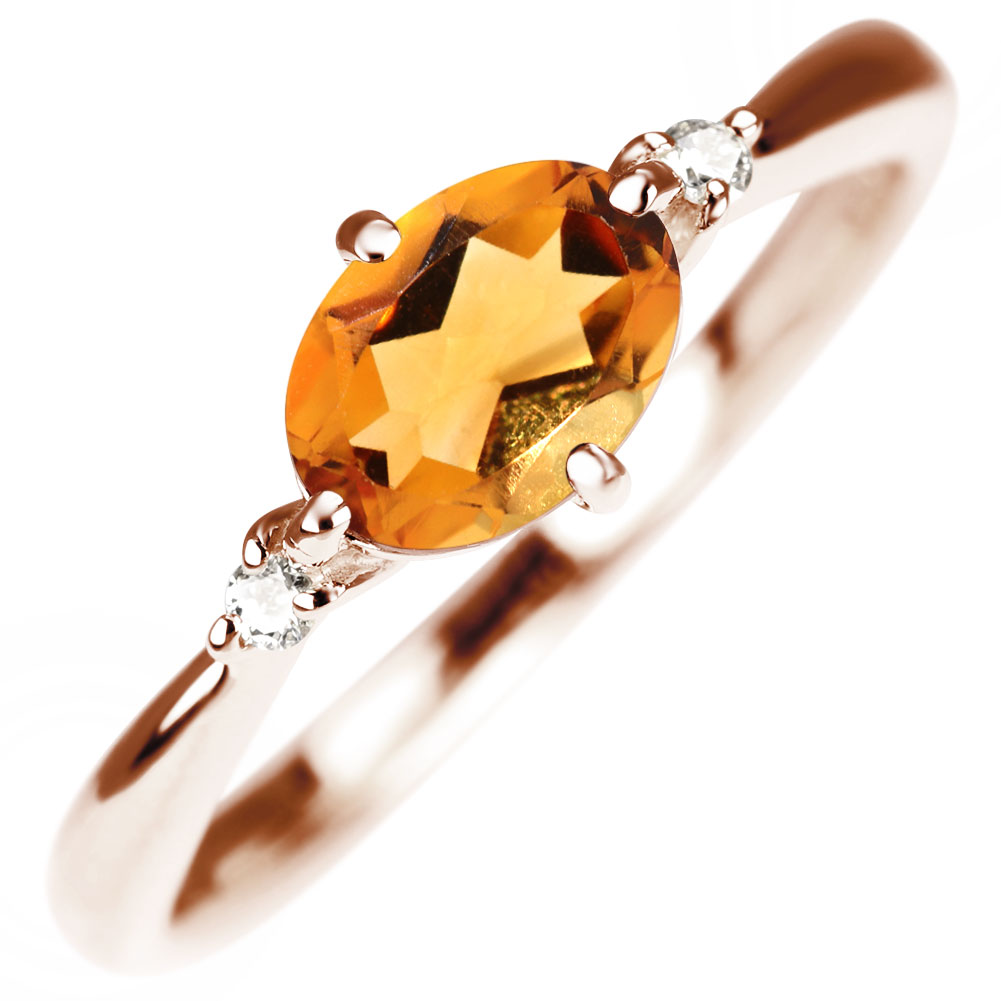 大粒シトリンリングシンプルレディー...