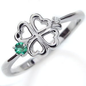 レディース ファランジリング エメラルド クローバー 指輪 シルバー アクセサリー ピンキーリング プレゼント 母の日 2024