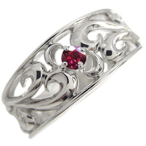 メンズリング ルビー 指輪 リング 一粒 K18 父の日 2024