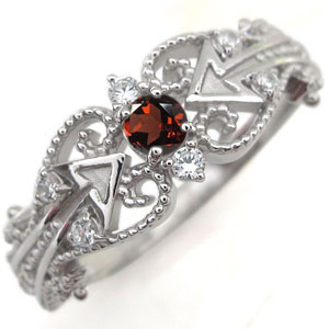 プラチナ ガーネット キューピッド リング 矢印 プラチナ 指輪