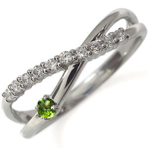 ファランジリング ペリドット 指輪 18金 18k ピンキーリング