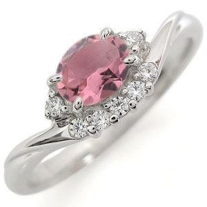 ピンクトルマリンリングプラチナ大粒...