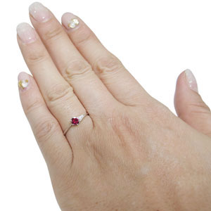 ルビーリング プレゼント 一粒 K18 シンプル 婚約指輪 2