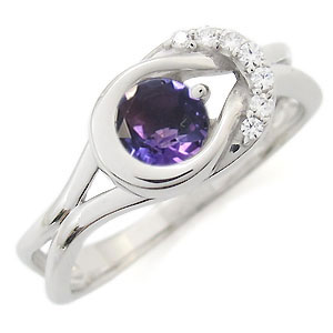 リング 婚約指輪 一粒 アメジスト 18金
