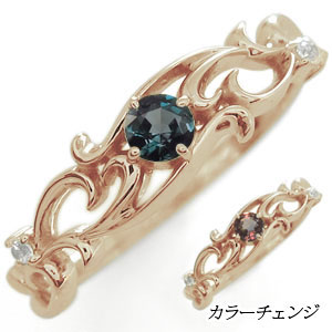 アラベスク・リング・唐草・リング・アレキサンドライト・指輪・K10