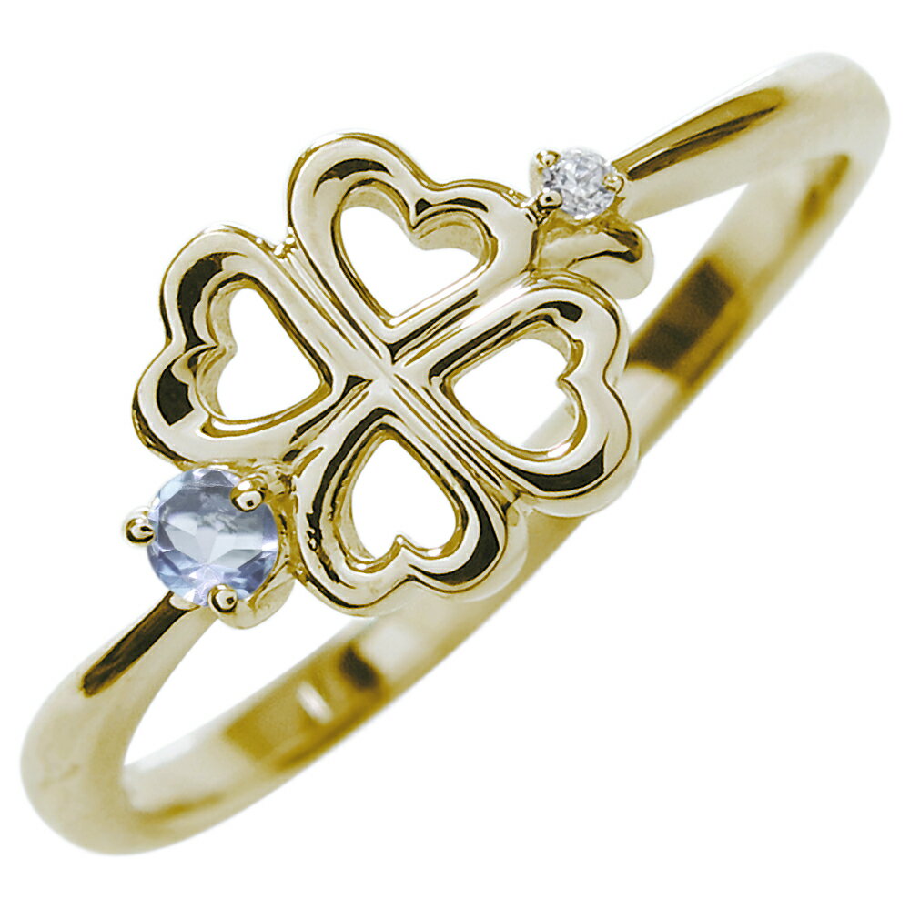 アクアマリンサンタマリア クローバー 指輪 18金 18k リング ピンキーリング