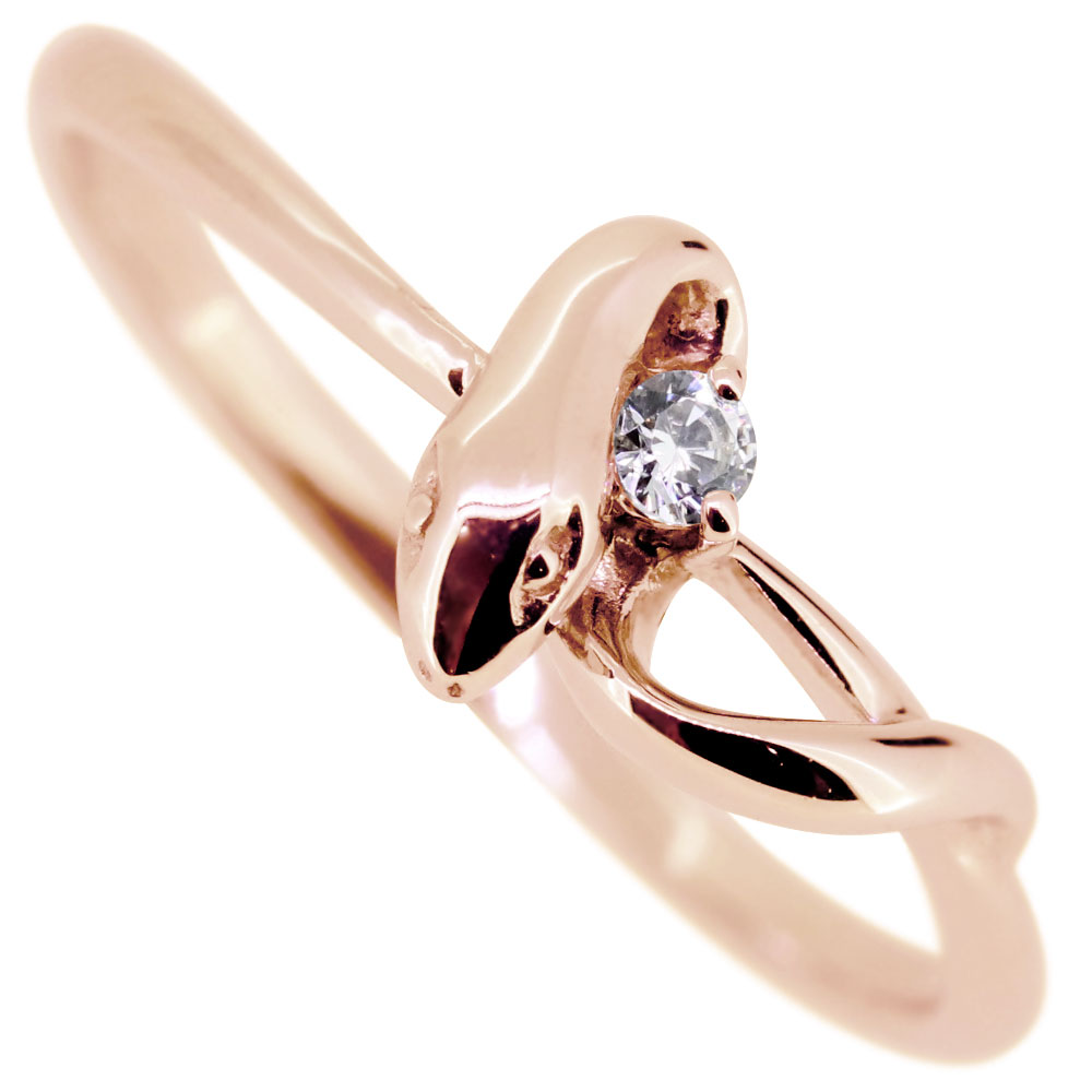 ダイヤモンド へび リング 蛇 指輪 リング 10金