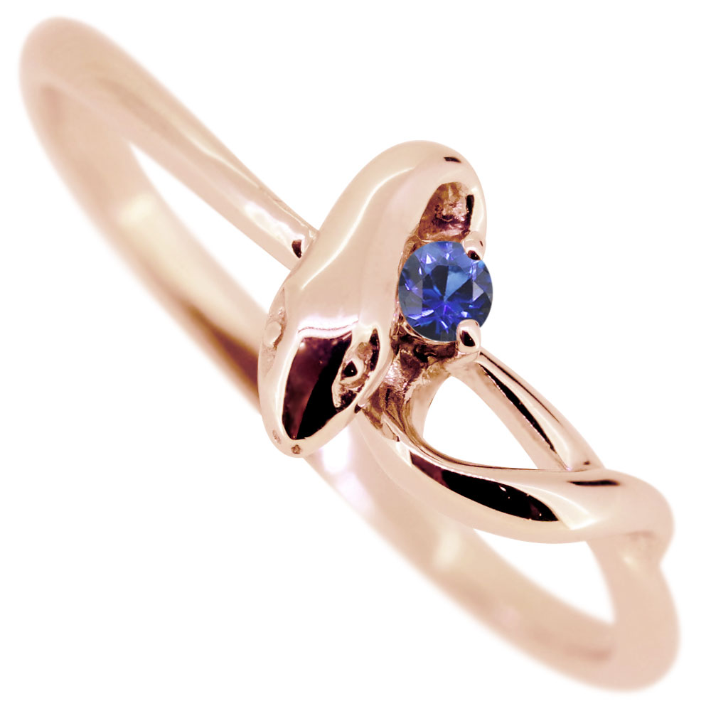 サファイア へび リング 蛇 指輪 リング 10金