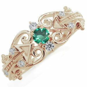 エメラルド・リング・K18・指輪・アロー・弓矢・リング