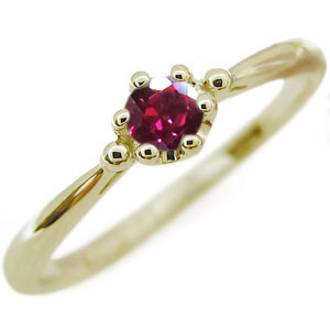 ピンキーリング 一粒 ルビー 婚約指輪 18金 18k リング