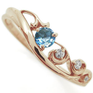 指輪 レディース おしゃれ ブルートパーズ リング アラベスク K18 唐草 リング プレゼント 母の日 2024