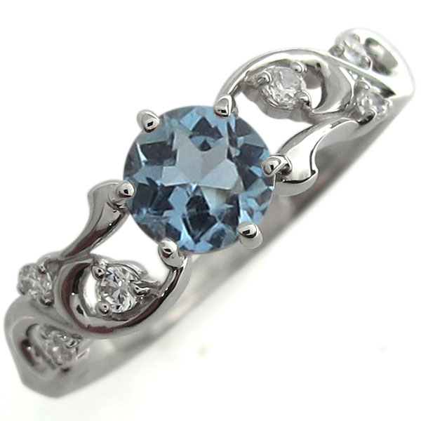 アラベスク エンゲージリング アクアマリン婚約指輪 プラチナ リング