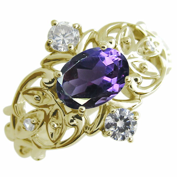 K18アメジストリングアラベスクマ...