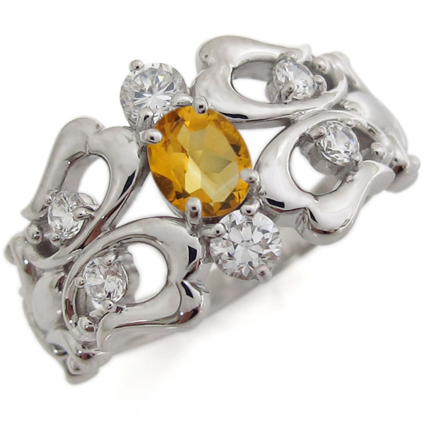 オーバル百合の紋章リングシトリン指...