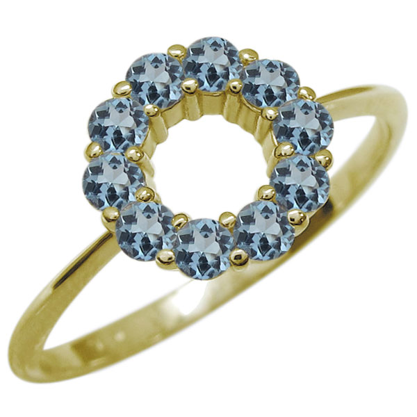 エタニティリング・アクアマリンサンタマリア・指輪・サークル・リング・K18