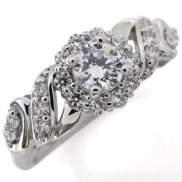 プラチナ ダイヤモンドリング アンティーク エンゲージリング 婚約指輪 ラウンドブリリアントカット