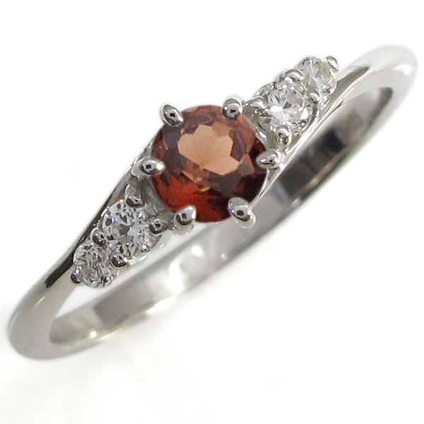 プラチナ シンプル ガーネットリング 上品 婚約指輪 一粒