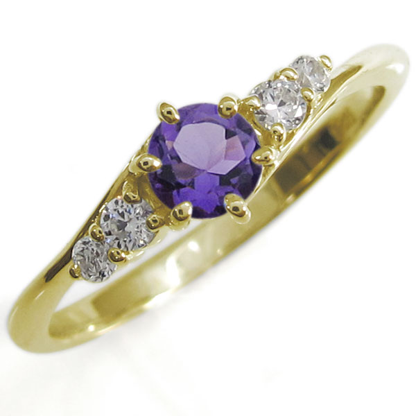 シンプルリング 誕生石 18金 エンゲージリング 上品 婚約指輪 一粒