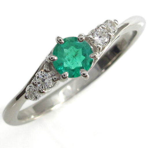 プラチナ シンプル エメラルドリング 上品 婚約指輪 一粒 プラチナ シンプル エメラルドリング 上品 婚約指輪 一粒