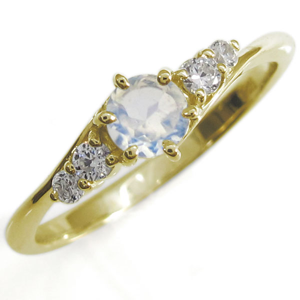 ロイヤルブルームーンストーン 婚約指輪 シンプルリング 上品 18金 リング