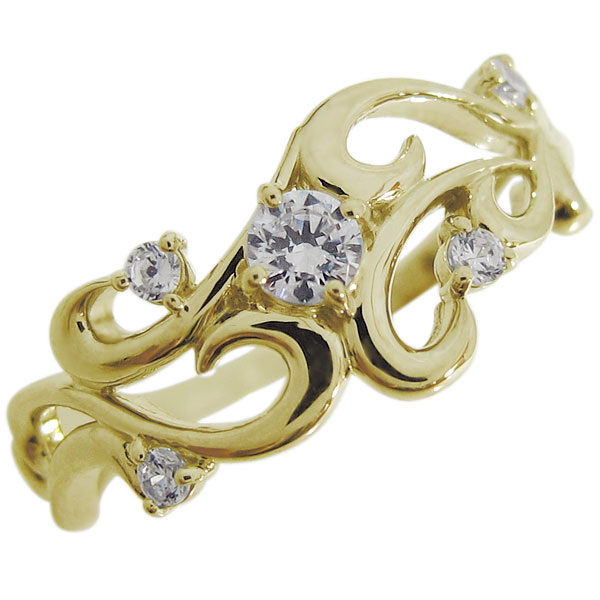 ダイヤモンド 唐草リング アラベスクリング K10 婚約指輪