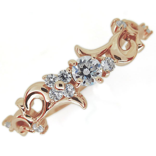 楽天PLEJOUR 誕生石ジュエリー専門店結婚10周年 ダイヤモンド ブライダル S字 リング 唐草 指輪 K10