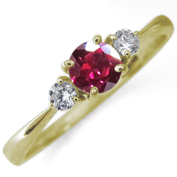 エンゲージリング ルビーリング レディース ジュエリー ルビー リング 18金 ゴールド プロポーズ 誕生石 7月 ルビー 婚約指輪 18k