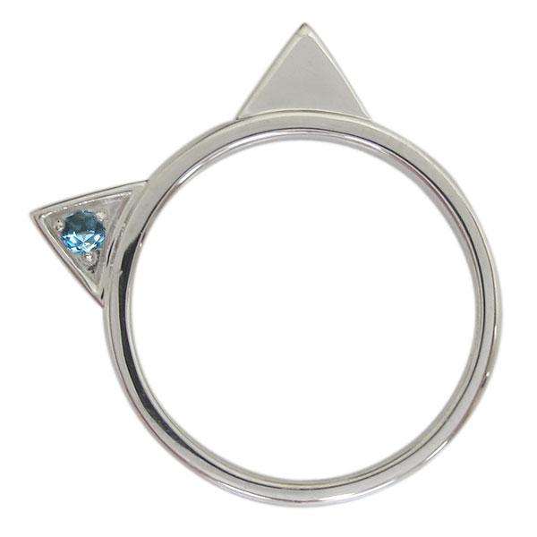 シルバー 指輪 ブルートパーズリング 猫 ネコリング レディース プレゼント 母の日 2024