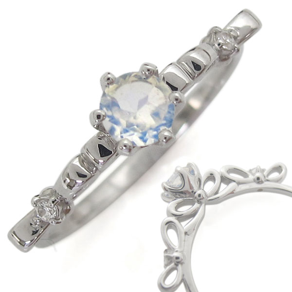 指輪 レディース おしゃれ プラチナリング ロイヤルブルームーンストーン リボン プレゼント 母の日 2024