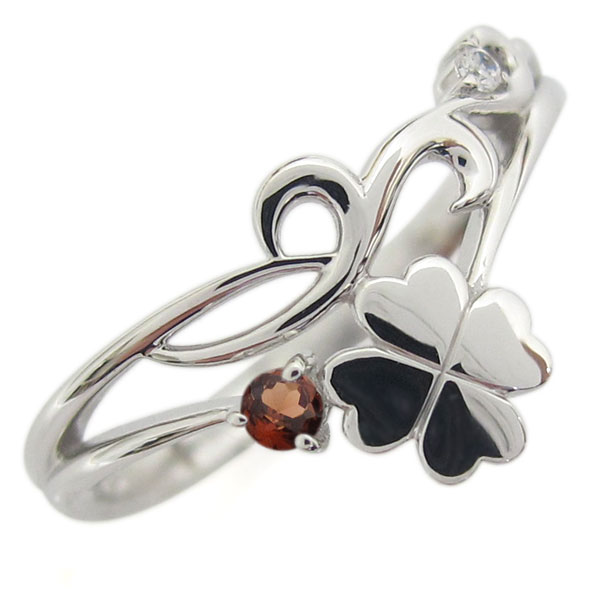 シルバー 唐草 クローバー ガーネット リング 四つ葉 レディース プレゼント 母の日 2024