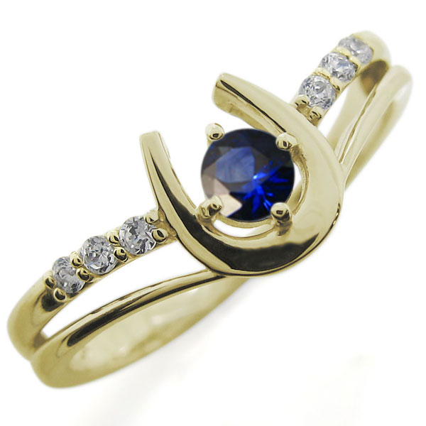 18金 サファイアリング 馬蹄 ホースシュー レディース プレゼント 母の日 2024