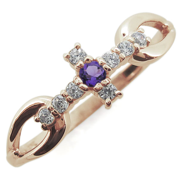 クロス レディースリング 18金 指輪 選べる誕生石 プレゼント 母の日 2024のサムネイル