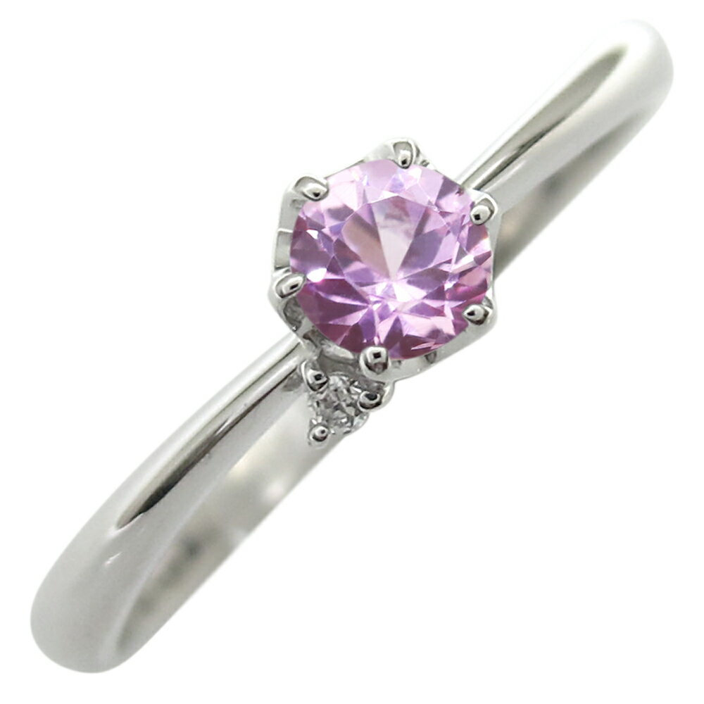 ファランジリング プラチナ ピンキーリング ピンクサファイア 指輪 シンプル リング