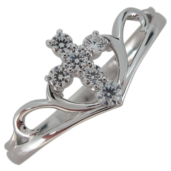 Cubic Zirconia - 指輪 レディース おしゃれ V字リング キュービックジルコニア クロス ティアラ シルバー プレゼント 母の日 2026