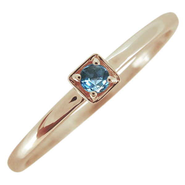 Topaz - 【最大50％OFFsale】4日20時〜 ブルートパーズリング シンプル 華奢 指輪 一粒リング スクエア 10金