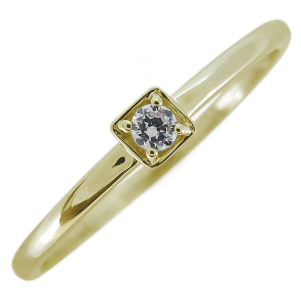 レディース 指輪 ダイヤモンド シンプルリング 重ね付け 18金 四角 プレゼント 母の日 2024