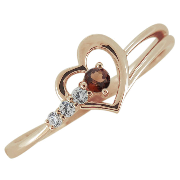 ガーネットリング オープンハート レディース 指輪 10金 母の日 2024