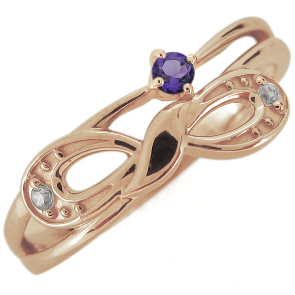 アメジスト 指輪 リボン レディースリング 10金 リボンモチーフ 母の日 2024