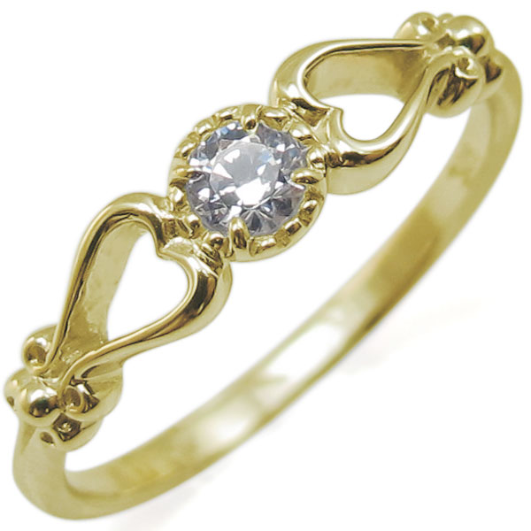 ダイヤモンド・リング・一粒・ハート・K10・指輪