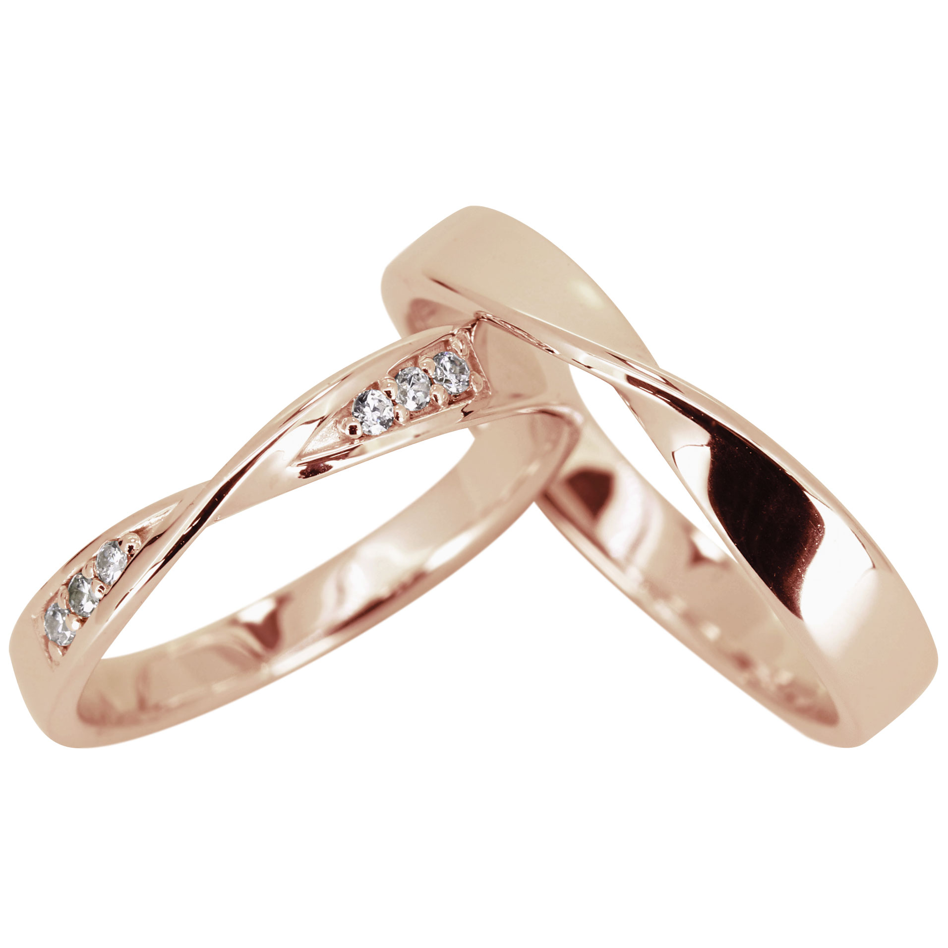 ペアリング カップル 2個セット メビウスの帯 指輪 ペア メンズ レディース ダイヤモンド 10k 10金 人気 ひねり メビウスの輪 父の日 2024