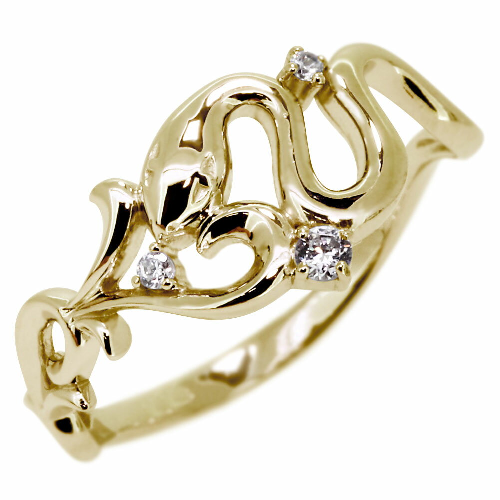 蛇リングレディースk10ダイヤモン...