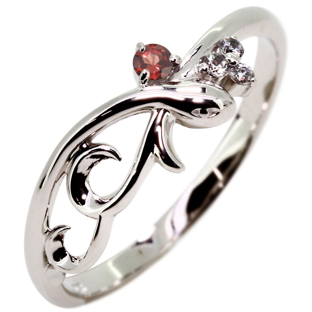 Garnet - へび リング レディース シルバー 誕生石 ガーネット 1月 指輪 唐草 アラベスクリング sv925 スネーク 女性 幸せ お守り 母の日 ハンドメイドジュエリー