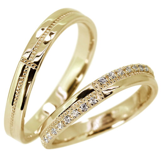 結婚指輪 18金 ペアリング カップル 2個セット 指輪 マリッジリング クロス 18k ダイヤモンド S字デザイン ミル 結婚指輪 18金 ペアリング カップル 2個セット 指輪 マリッジリング クロス 18k ダイヤモンド S字デザイン ミル