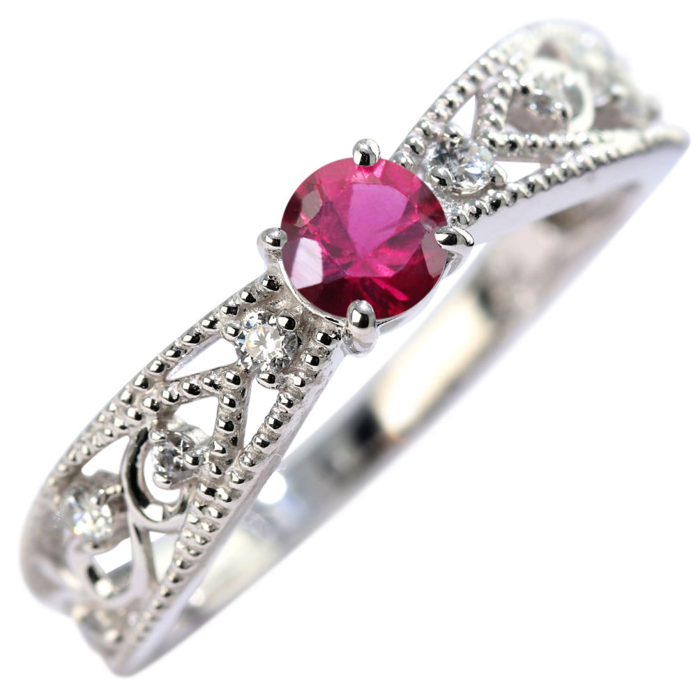 Ruby - 唐草 シルバー925 レディース 7月誕生石ルビー 唐草 アラベスクリング お守り アラベスク プレゼント 人気 ジュエリー 自分用