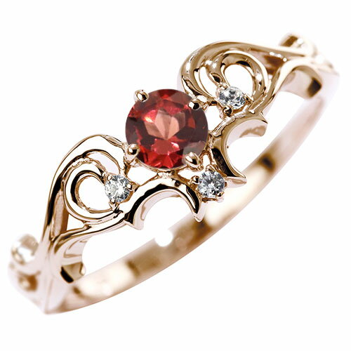 ガーネット 指輪 レディース リング アラベスク 18金 ゴールド 唐草 18k 1月誕生石 指輪 18金 大人 女性 天然石 誕生石 バースデー フェアリー プレゼント エレガント
