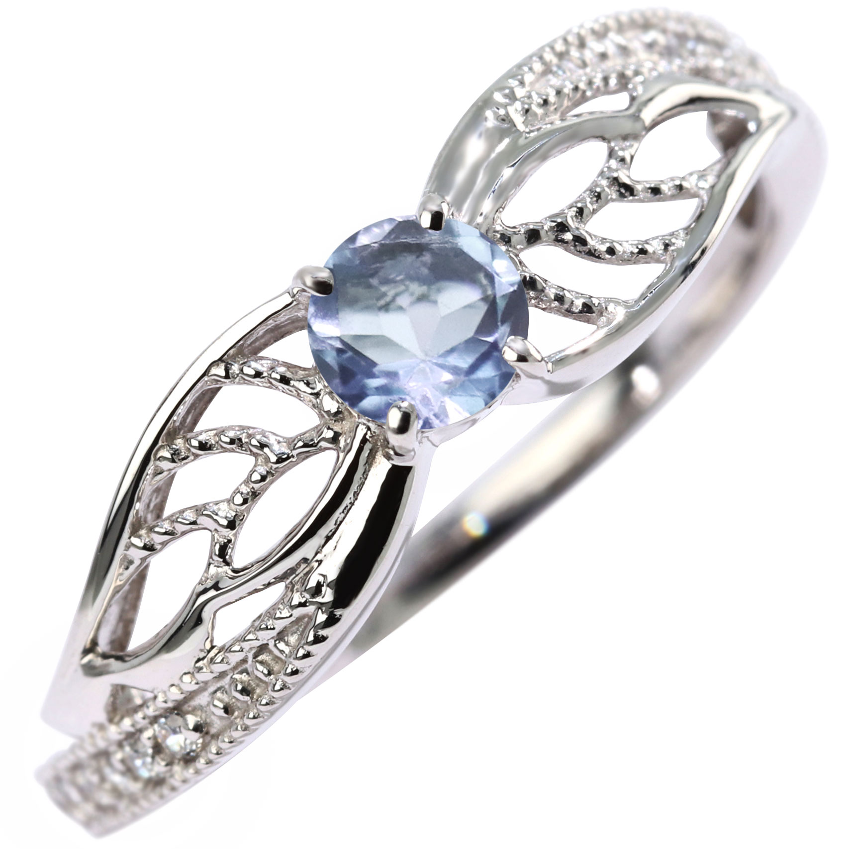 Aquamarine - 指輪 プラチナ レディース アクアマリンリング フェアリーモチーフ pt900 3月 妖精 おしゃれ 天然石 誕生石 羽 かわいい プラチナリング ミル打ち 華やか 女性用